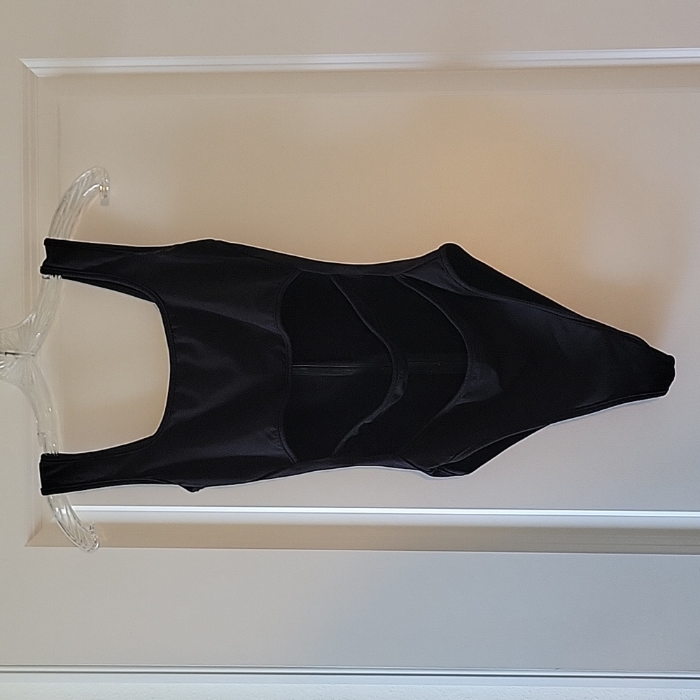 Black bodysuit with cut out in middle